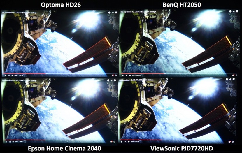 projector - the images on the right have much darker blacks and just as bright...