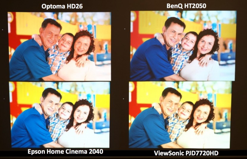 optoma hd27 - the viewsonic pjd7720hs (bottom right) was able to produce the most...