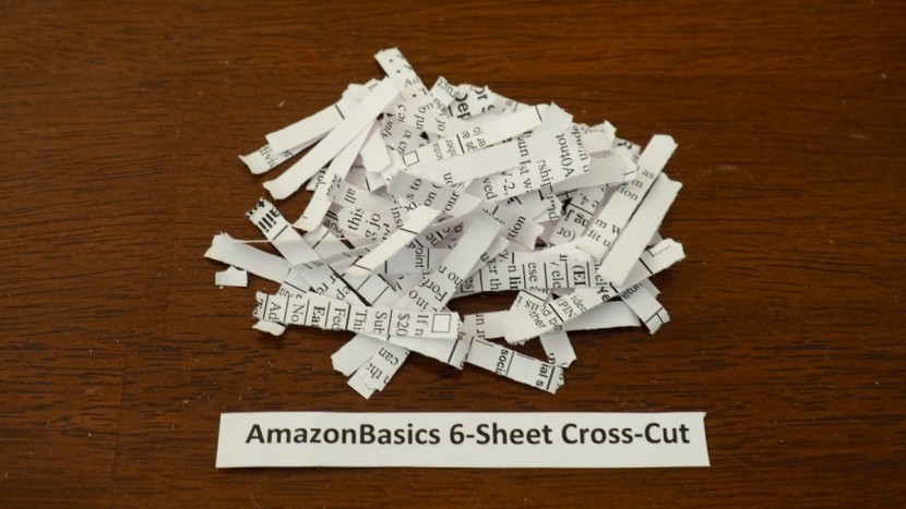 amazon basics 6-sheet cross-cut - the amazonbasics 6-sheet produces cross-cut sized shreds.