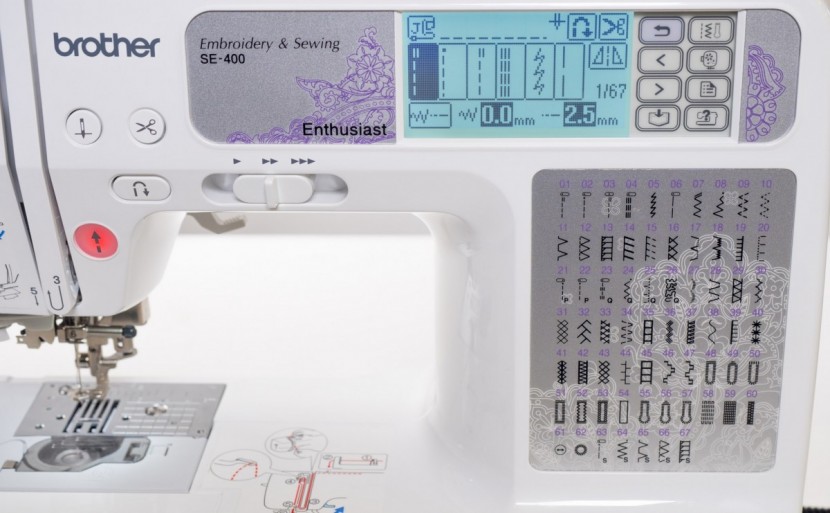 brother se400 - the stitch selection menu on the computerized se400 by brother.