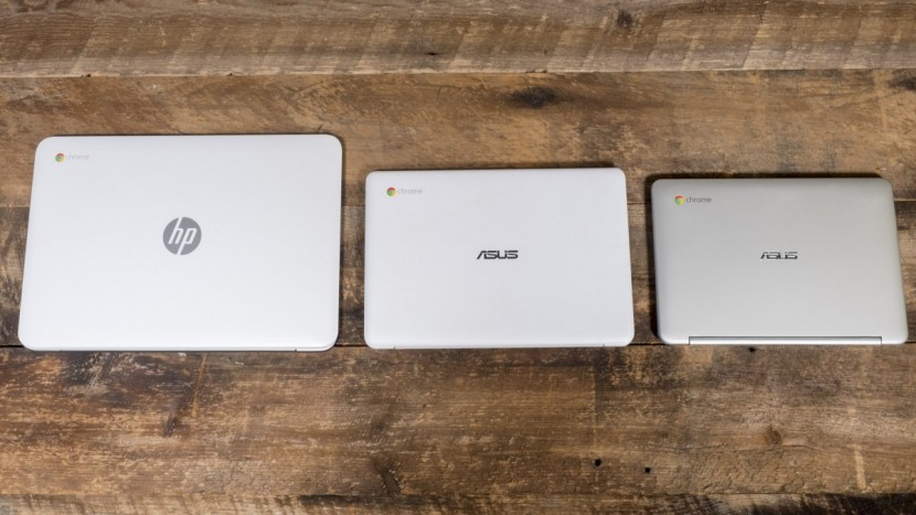 asus c201 - the c201 (center) is a mid sized chromebook.