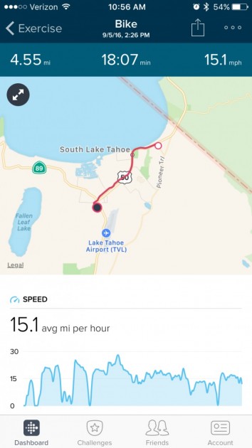 the route and speed stats are recorded on the fitbit app while...