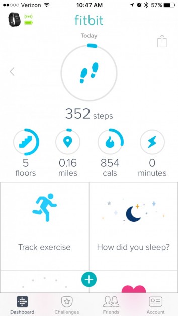 fitbit surge - the home screen on the fitbit app displaying your current progress...