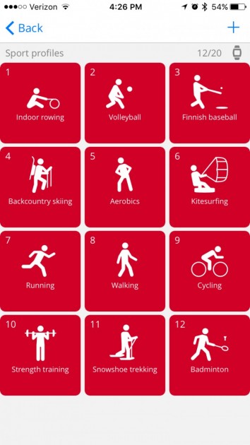 polar a360 - the polar app has plenty of different profiles to log your activity...