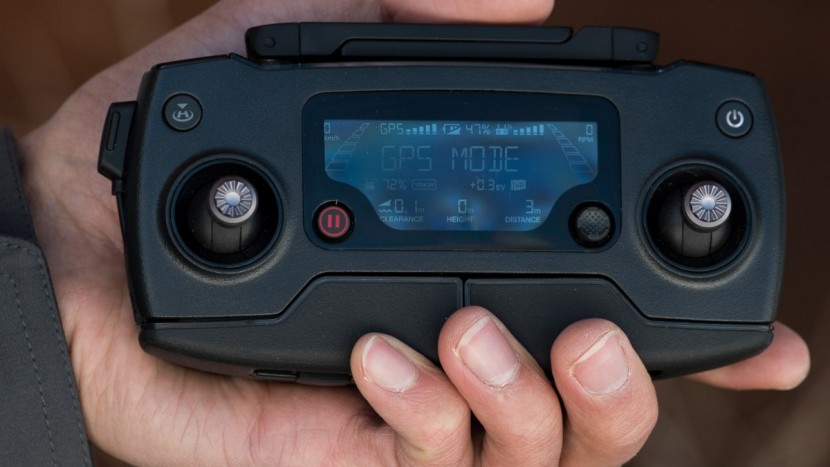 when you're done flying the mavic's controller folds into a portable...