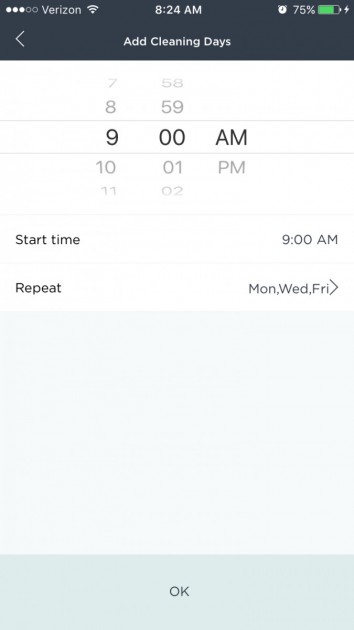 setting the schedule for the robot on the neato app.