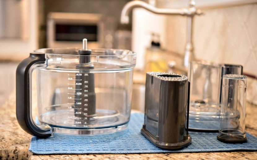 food processor - the components of the breville drying after our cleaning test.