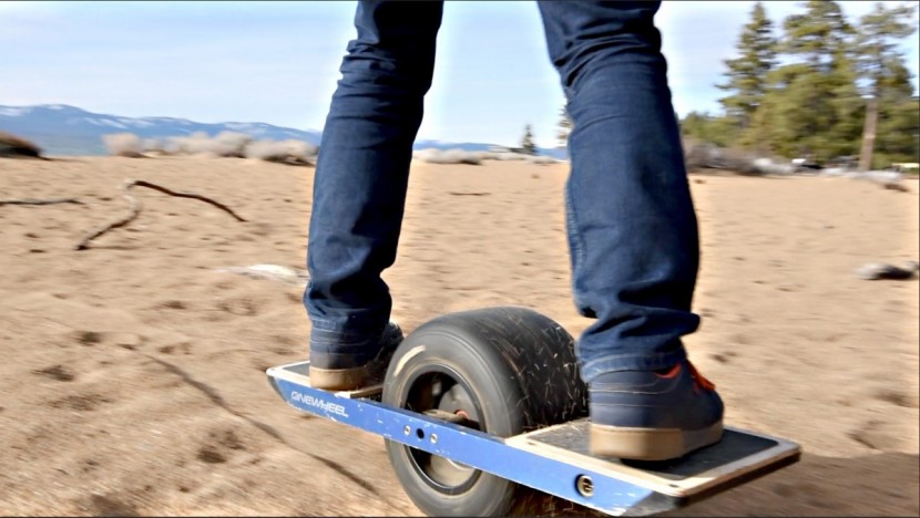 electric skateboard - the onewheel handles off-road terrain with ease.