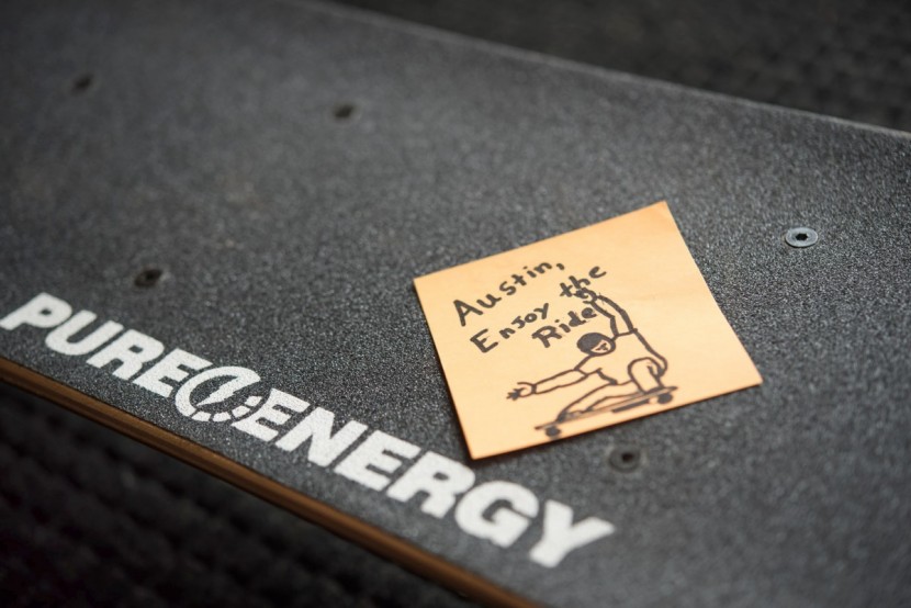 pure energy electric longboard - we liked the personal touch when the board shipped.