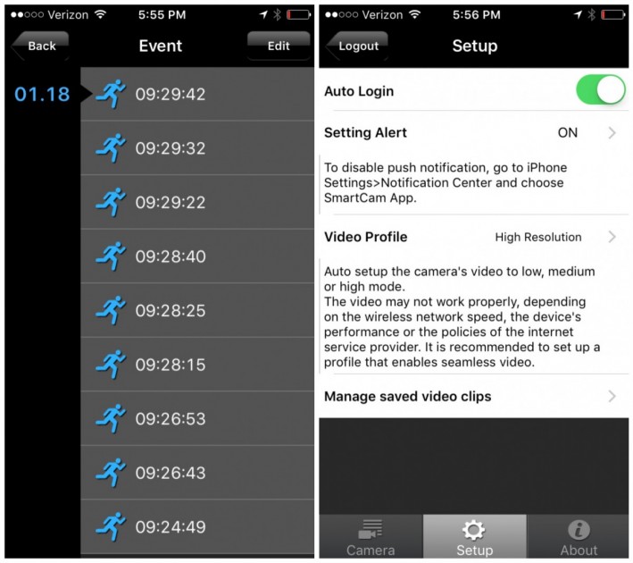 samsung smartcam hd pro - samsung's app felt poorly designed and realtively difficult to use.