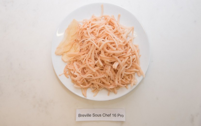 the breville did a great job shredding potatoes, but not quite the...