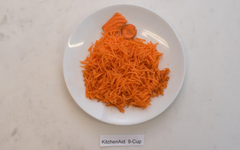 kitchenaid 9-cup - the kitchenaid mutilated the carrots slightly, rather than shredding...
