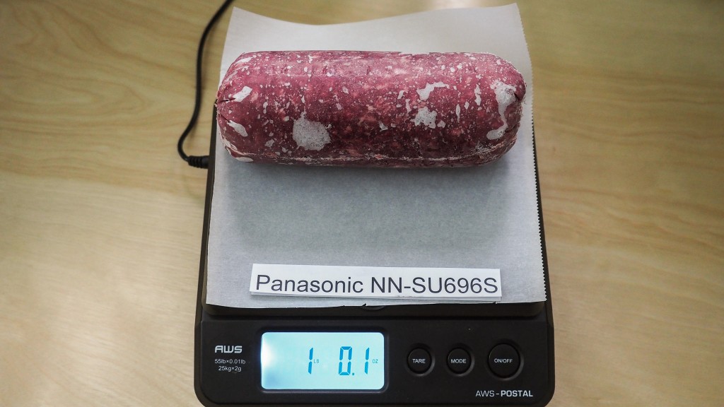 panasonic nn-su696s - the roll of frozen turkey prior to defrosting in the panasonic...