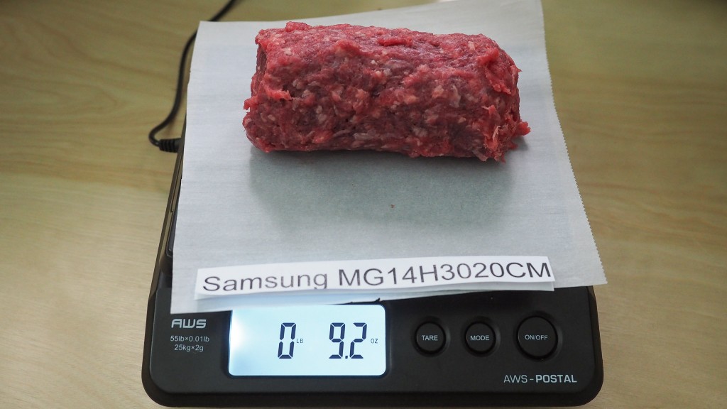 samsung mg14h3020cm - this portion of the 1 lb roll of ground turkey remained semi-frozen...