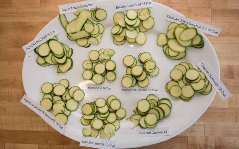 food processor - the results of our zucchini slicing test.