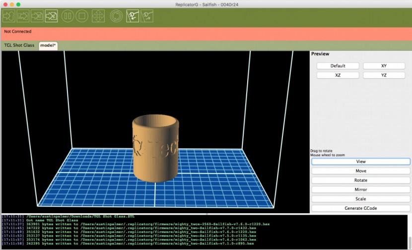 flashforge creator pro - replicatorg was not our favorite program.