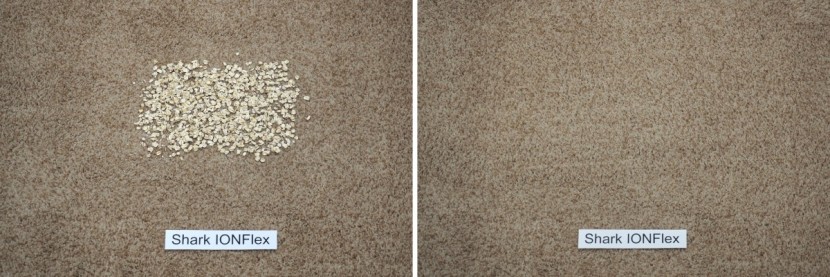 shark ionflex - the ionflex did almost equally well at picking up oats on fluffy...