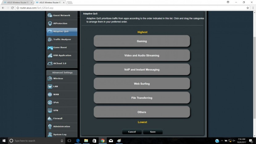 asus rt-ac88u wireless-ac3100 - the adaptive qos of the rt-ac88u where you can choose which...