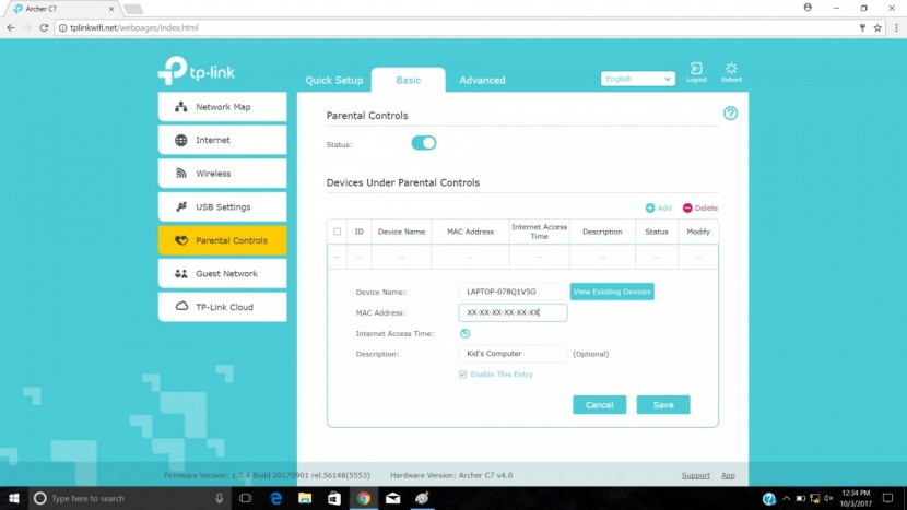 tp-link archer c7 (ac1750) - the parental controls on the archer weren't terribly sophisticated...