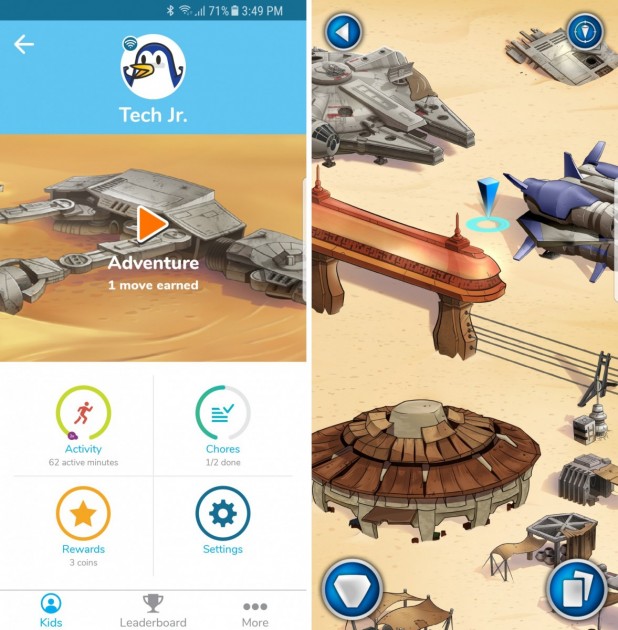 garmin vivofit jr. 2 - reaching 60 active minutes you get to make a move in the adventure...