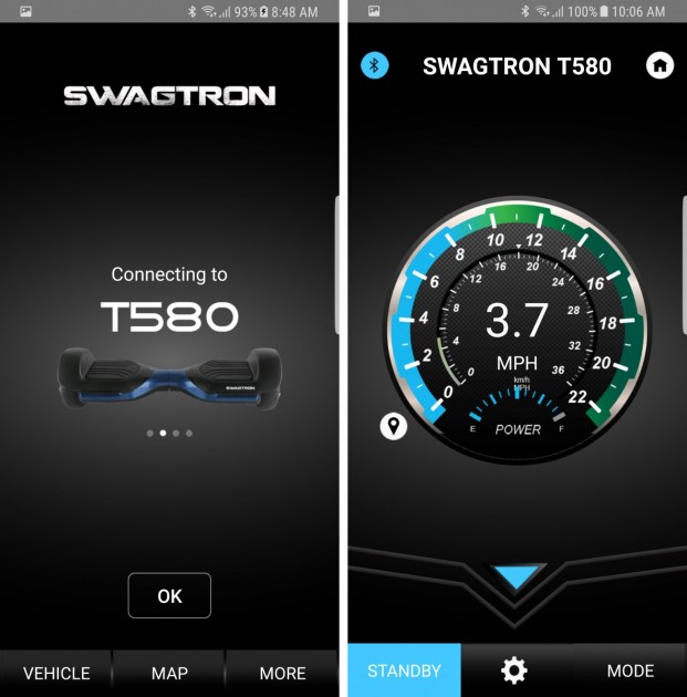 swagtron t580 - the swagtron app can show you your current speed, but keep your eyes...