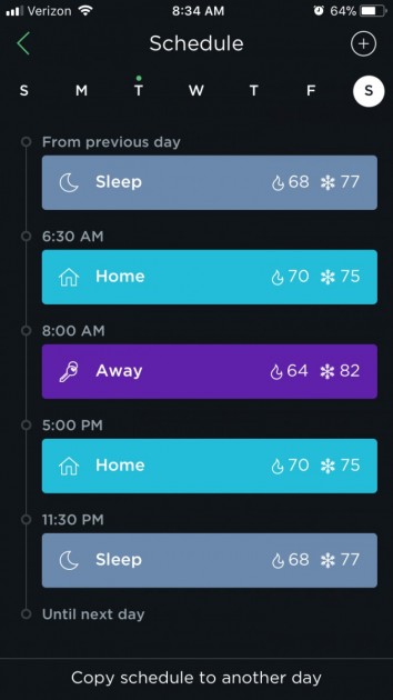 setting the schedule using the ecobee app.
