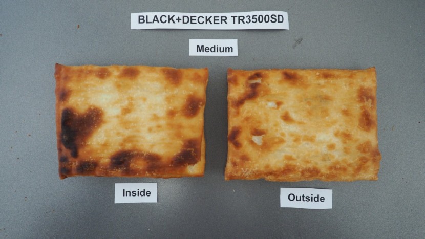 black+decker tr3500sd - cooked all the way through, but with some clear hot spots.