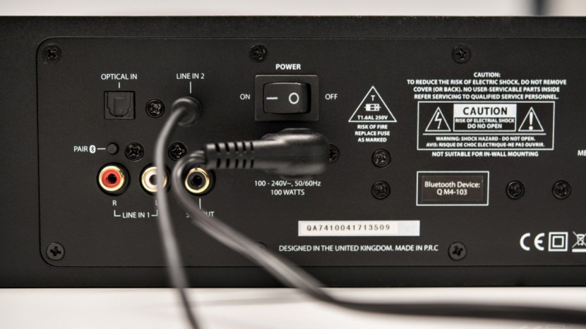 q acoustics m4 - the m4&#039;s inputs.