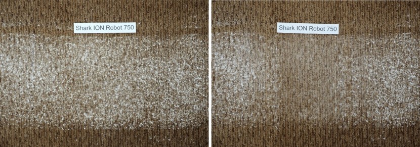 shark ion robot 750 - the shark left behind a considerable amount of flour on the low-pile...