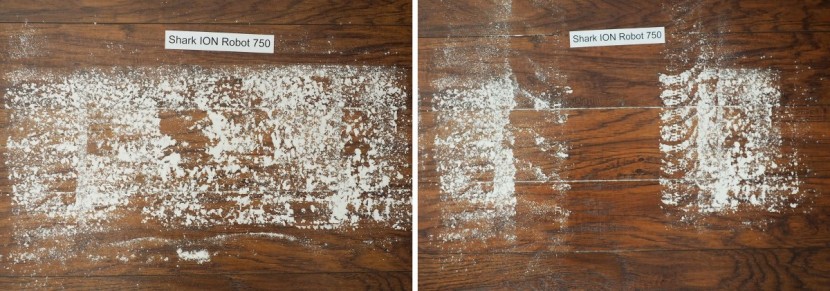 shark ion robot 750 - the shark left a film of flour behind.