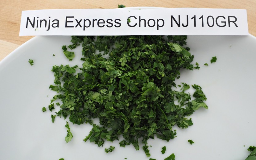 the finely chopped cilantro produced by the ninja.