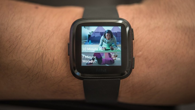 fitbit versa - the versa has a series of guided workouts if you need some...