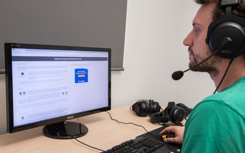 gaming headset - here we have one of our testers going through our benchmark test...