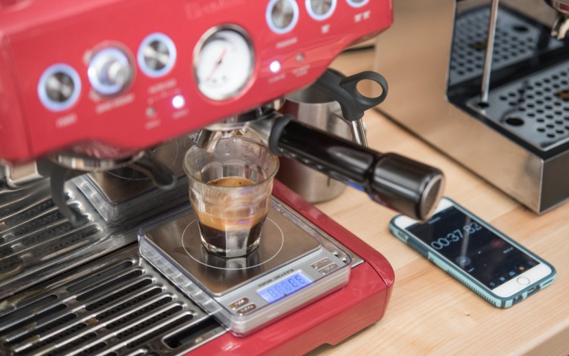 coffee grinder - timing espresso shot times.