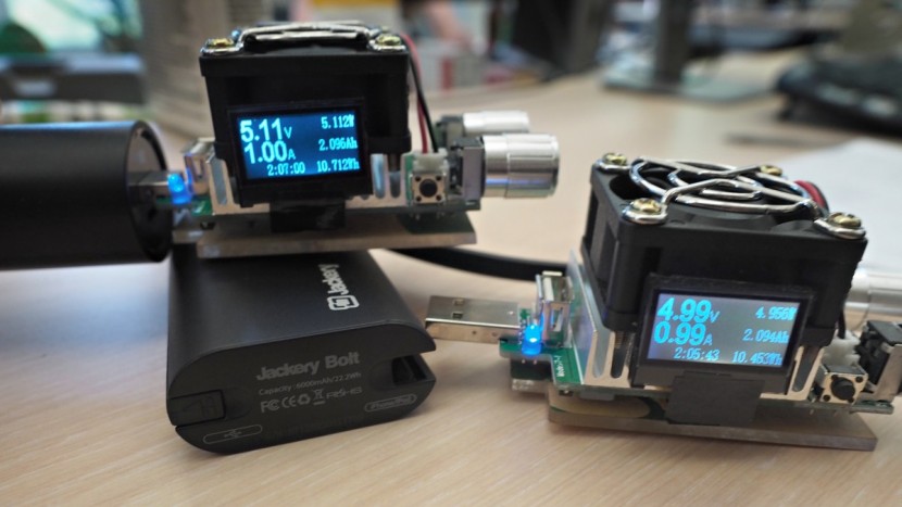 power bank - some of the electrical meters and dummy loads we used to test these...
