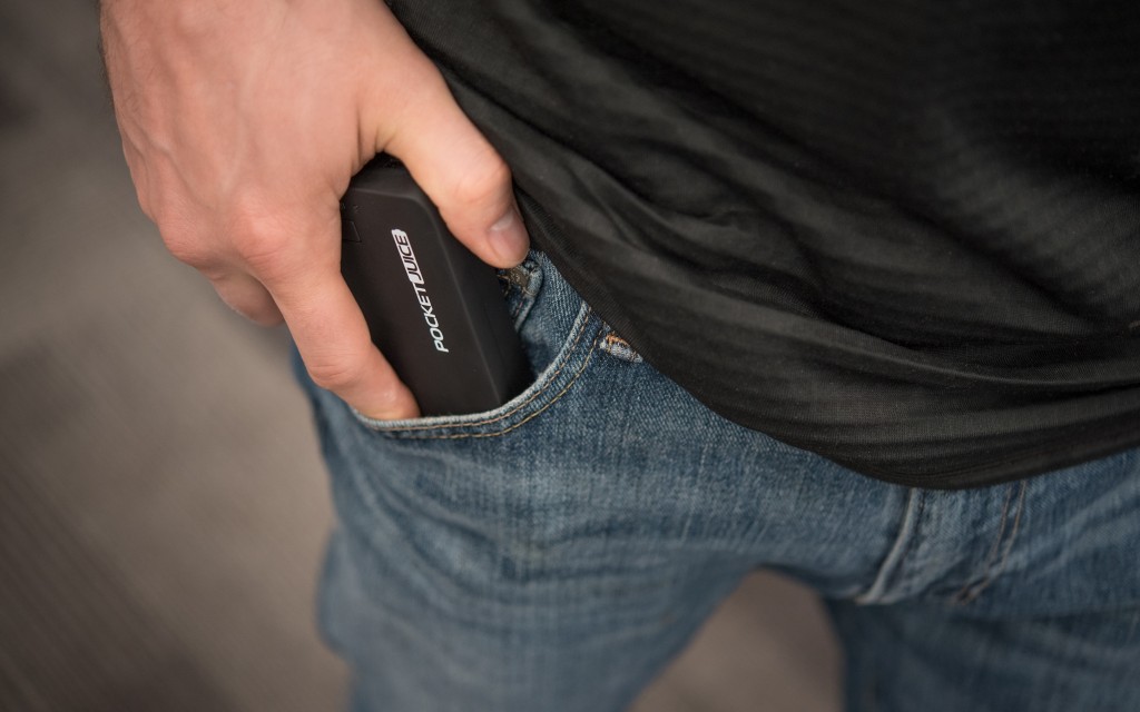 tzumi endurance ac 12000 - this battery is about average to carry around in a pocket.