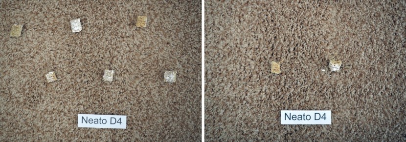 neato botvac d4 connected - it is hit-or-miss if the d4 will pick up larger debris.