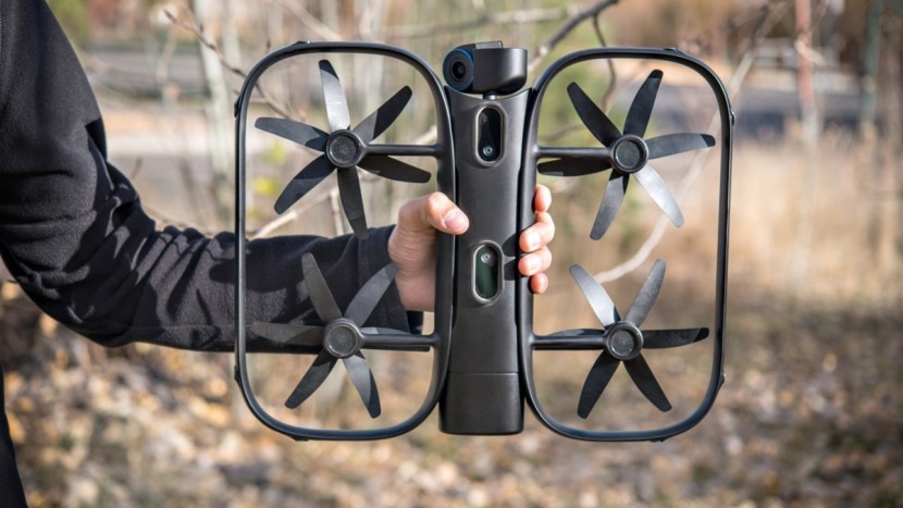 skydio r1 - the skydio is fairly light and thin, but has a big footprint.