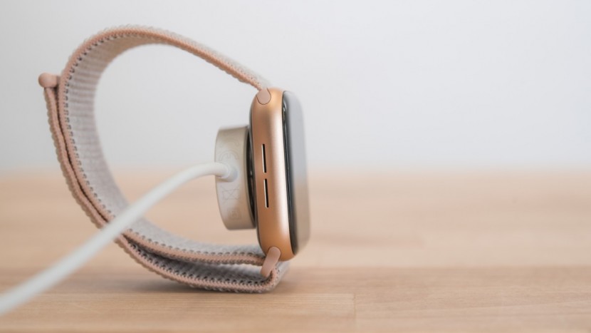 apple watch series 4 - the magnetic wireless charger is fairly secure, but can get jostled...