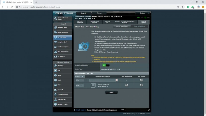 asus rt-ac68u (ac1900) - in addition to blocking by content, you can also schedule controls...