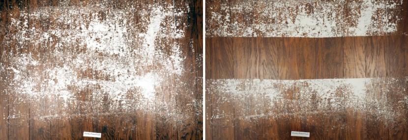 eureka powerplush - the powerplush powered through flour on hard surfaces.