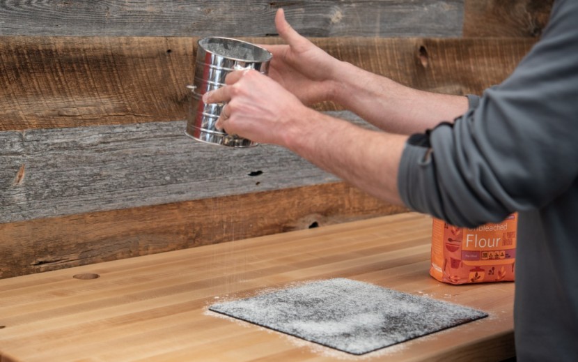 handheld vacuum - sifting flour for our dust testing.