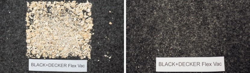black+decker flex vac bdh2020fl - the before and after of picking up oats with the flex vac.