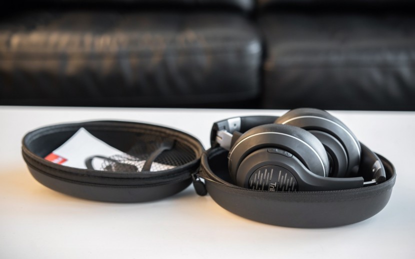 tribit xfree tune - the xfree tune folded up into its carrying case.