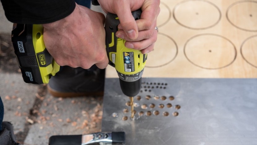 ryobi p252 - the ryobi isn't the best at drilling through our steel sheet, but it...