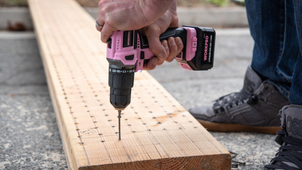 Workpro 20V Drill Driver Set Review (The WorkPro was just barely able to set the heads of these screws flush with the surface.)