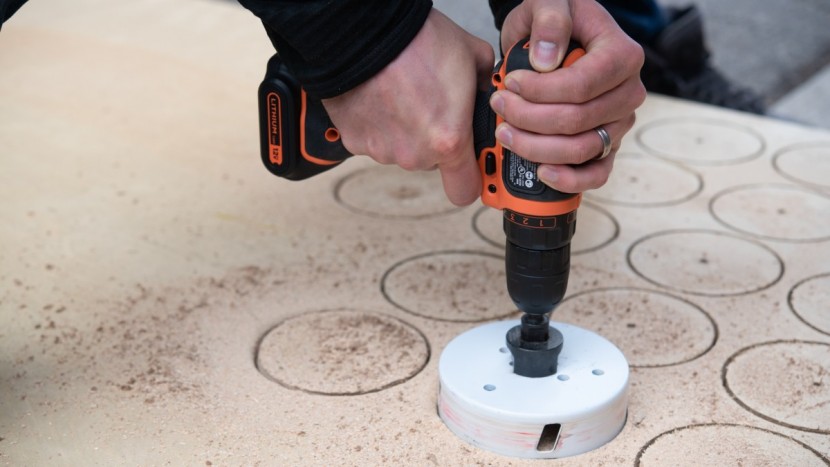 this 12-volt drill definitely lacks the power for a hole saw of this...