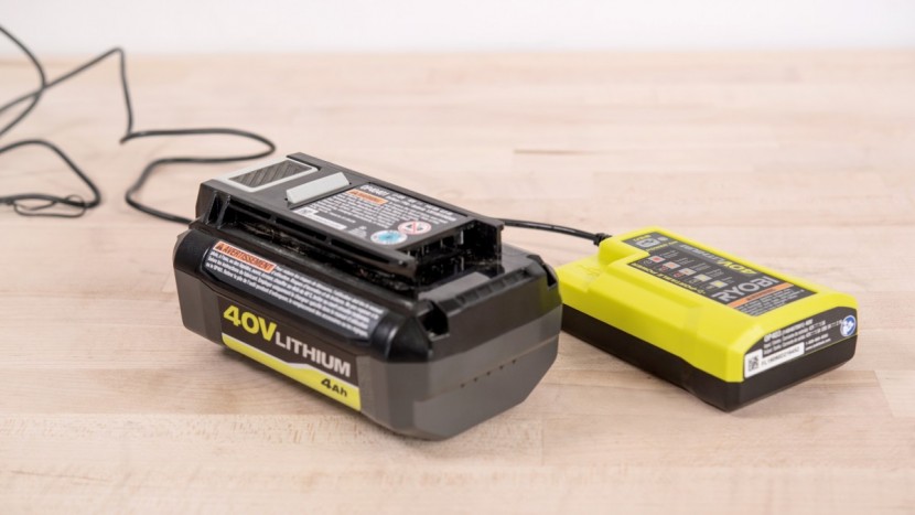 ryobi 40v hp brushless whisper series 730 cfm - this model has a small charger compared to most in our testing.