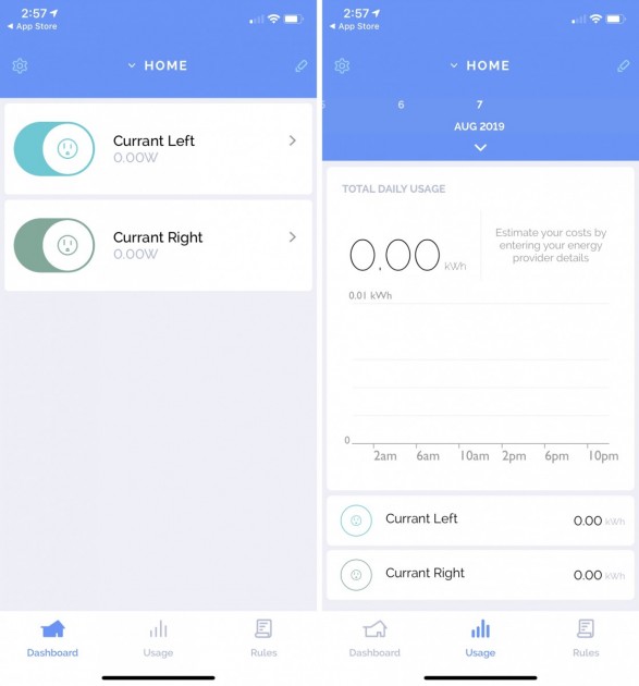 currant wifi outlet - currant offers 2 independent outlets in one, along with energy usage...
