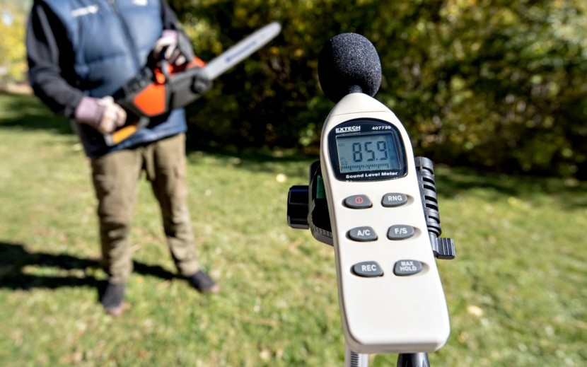 battery chainsaw - we used a sound meter to take decibel readings for each saw at a...